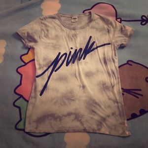 Victoria Secret Pink gray tie dye ringer shirt